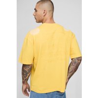Kastiges Oversize T-Shirt mit Print - Gelb - S, Gelb Kastiges Oversize T-Shirt mit Print - Gelb - S, Gelb von boohooman