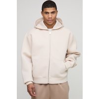 Kastiger Oversize Scuba Hoodie mit Reißverschluss - Grau - XS, Grau von boohooman