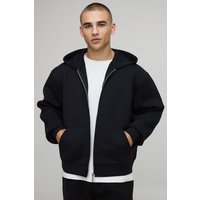 Kastiger Oversize Scuba Hoodie mit Reißverschluss - Schwarz - L, Schwarz von boohooman