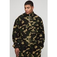 Kastiges Oversize Camouflage Borg-Sweatshirt - Khaki - S, Khaki Kastiges Oversize Camouflage Borg-Sweatshirt - Khaki - S, Khaki von boohooman