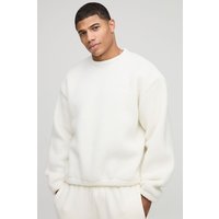 Kastige Oversize Man Borg-Sweatshirt Besticktes Sweatshirt - Ecru - XS, Ecru von boohooman