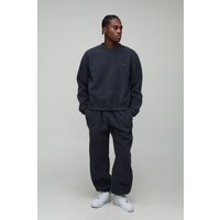 Kastige Oversize Man Borg-Sweatshirt Besticktes Sweatshirt - Grau - XL, Grau von boohooman