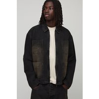 Kastige braune Oversize Jeansjacke - L, Braun Kastige braune Oversize Jeansjacke - L, Braun von boohooman