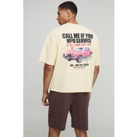 Kastiges Oversize T-Shirt und Mesh-Shorts - Gelb - L, Gelb Kastiges Oversize T-Shirt und Mesh-Shorts - Gelb - L, Gelb von boohooman