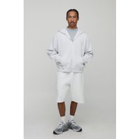 Oversized Boxy Country Club Heavyweight Rib Zip Through Hoodie - Grau - M, Grau von boohooman