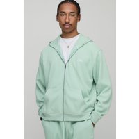 Oversized Boxy Country Club Heavyweight Rib Zip Through Hoodie - Grün - M, Grün von boohooman
