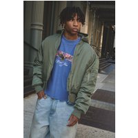 Kastige Oversize Nylon-Bomberjacke mit Kapuze - Khaki - M, Khaki von boohooman