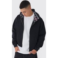 Kastiger Oversize Hoodie mit Denim-Stickerei - Schwarz - XS, Schwarz Kastiger Oversize Hoodie mit Denim-Stickerei - Schwarz - XS, Schwarz von boohooman
