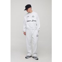 Kastiger Oversize Edition Sweatshirt-Trainingsanzug mit Kragen - Grau - M, Grau von boohooman