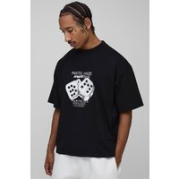 Kastiges Oversize T-Shirt mit Print - Schwarz - XS, Schwarz Kastiges Oversize T-Shirt mit Print - Schwarz - XS, Schwarz von boohooman