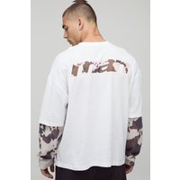 Kastiges Oversize T-Shirt mit Kuh-Print - Weiß - L, Weiß von boohooman