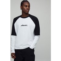 Kastiges Oversize Raglan T-Shirt mit Stickerei - Weiß - XS, Weiß Kastiges Oversize Raglan T-Shirt mit Stickerei - Weiß - XS, Weiß von boohooman