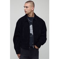 Kastige Oversize Harrington-Jacke aus Wildleder-Imitat - Schwarz - XS, Schwarz Kastige Oversize Harrington-Jacke aus Wildleder-Imitat - Schwarz - XS, Schwarz von boohooman