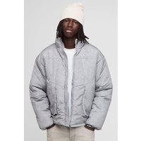 Oversize Steppjacke mit Trichterkragen - Grau - XL, Grau von boohooman
