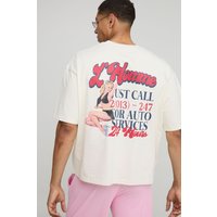 Kastiges Oversize T-Shirt mit Print - Ecru - XS, Ecru Kastiges Oversize T-Shirt mit Print - Ecru - XS, Ecru von boohooman