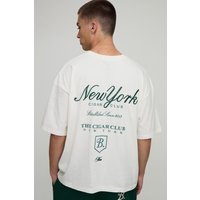 Oversized Boxy Heavyweight New York Script T-Shirt - Ecru - XL, Ecru von boohooman