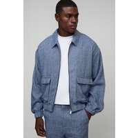 Kastige Oversize Harrington-Jacke - Blau - M, Blau von boohooman