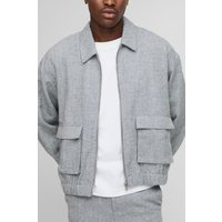 Kastige Oversize Harrington-Jacke - Grau - XS, Grau von boohooman