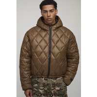 Hochglänzende kastige Oversize Steppjacke mit Trichterkragen - Braun - XS, Braun Hochglänzende kastige Oversize Steppjacke mit Trichterkragen - Braun - XS, Braun von boohooman