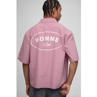Kastiges Oversize Karohemd mit Homme-Print - Rot - M, Rot von boohooman