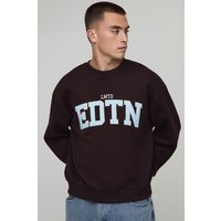 Oversized Boxy Lmtd Edtn Applique Sweatshirt - Braun - M, Braun von boohooman
