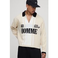 Langärmliges kastiges Oversize Fußball-Poloshirt - Grau - XS, Grau Langärmliges kastiges Oversize Fußball-Poloshirt - Grau - XS, Grau von boohooman