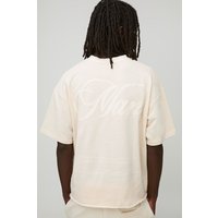 Oversized Boxy Loopback MAN Script Distressed T-shirt - Grau - S, Grau von boohooman