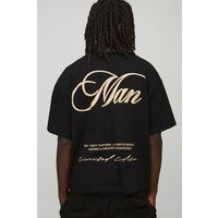 Oversized Boxy MAN Script Embroidered T-shirt von boohooman