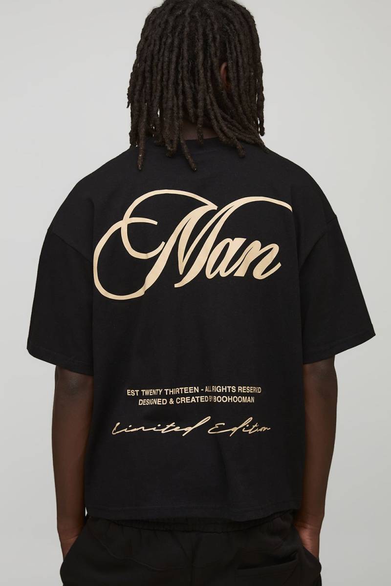 Oversized Boxy MAN Script Embroidered T-shirt von boohooman