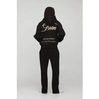 Oversized Boxy MAN Script Embroidered Zip Through Hoodie Tracksuit - Schwarz - XL, Schwarz von boohooman