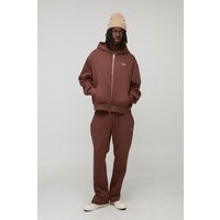 Oversized Boxy MAN Script Embroidered Zip Through Hoodie Tracksuit von boohooman