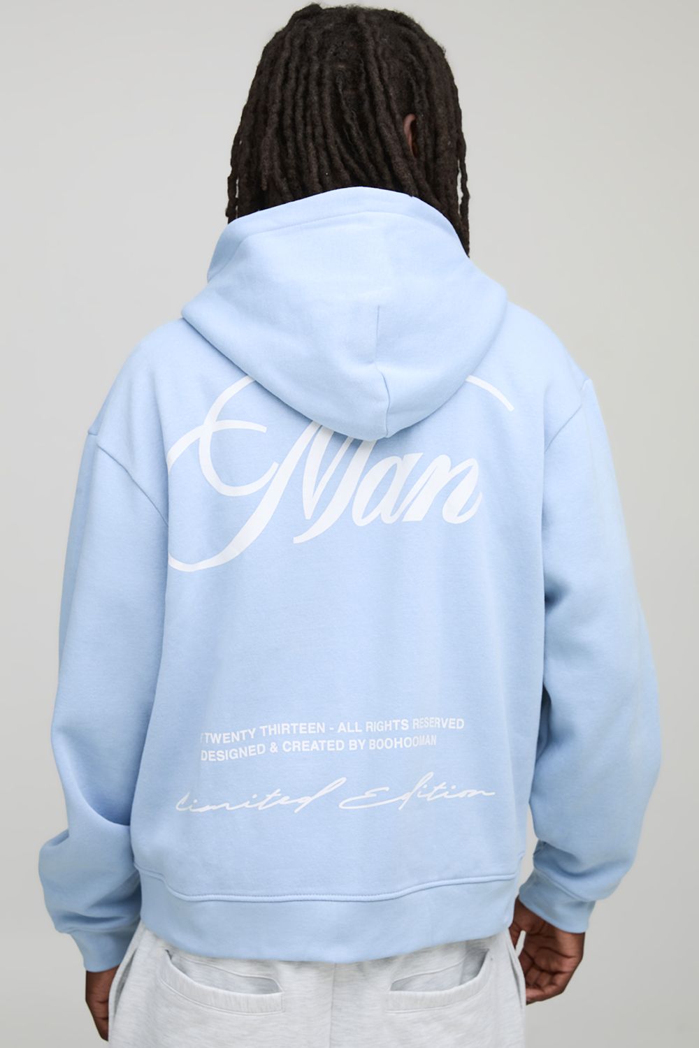 Oversized Boxy MAN Script Embroidered Zip Through Hoodie von boohooman