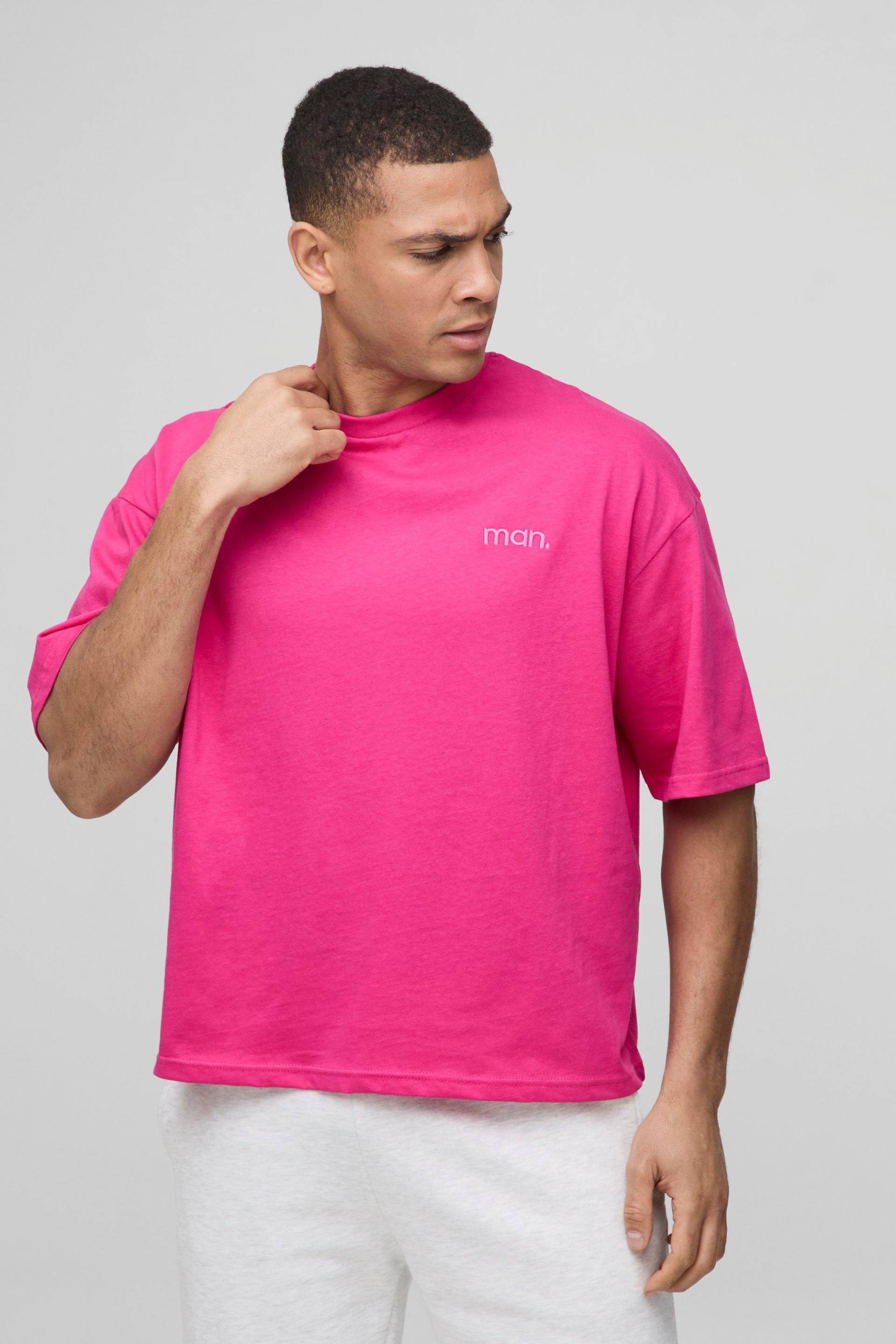 Kastiges Oversize Man-Sweatshirt T-Shirt - Rosa - S, Rosa von boohooman