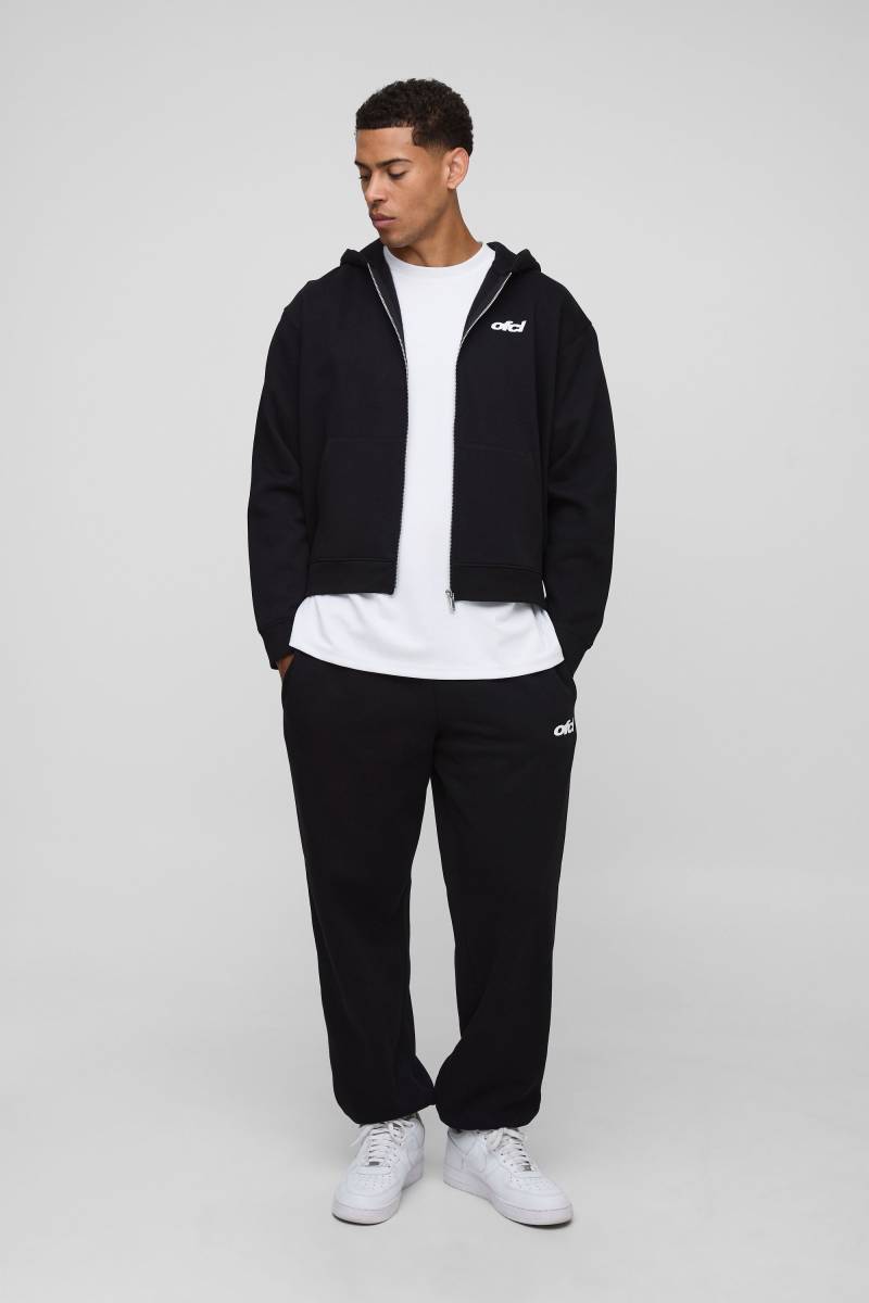 Kastiger Oversize Man Trainingsanzug mit Reißverschluss - Schwarz - XS, Schwarz Kastiger Oversize Man Trainingsanzug mit Reißverschluss - Schwarz - XS, Schwarz von boohooman