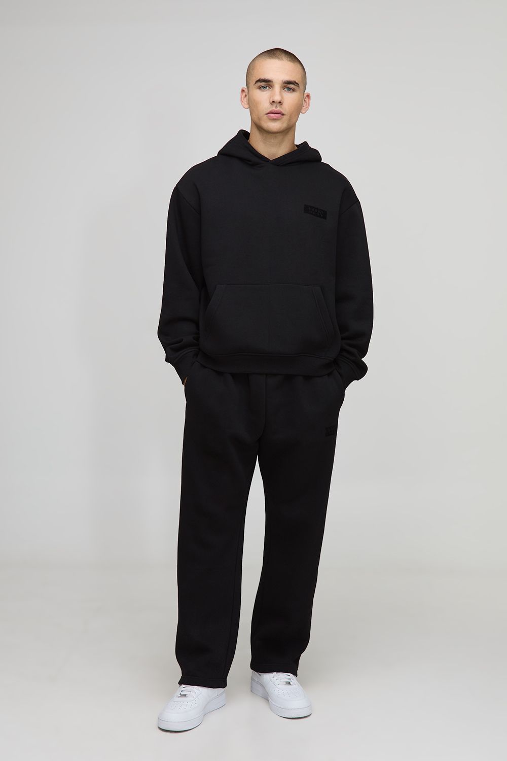 Kastiger Oversize Man Trainingsanzug mit Kapuze - Schwarz - XS, Schwarz von boohooman
