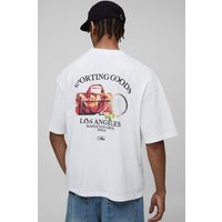 Oversized Boxy Man Script Tennis Graphic T-Shirt - Weiß - M, Weiß von boohooman