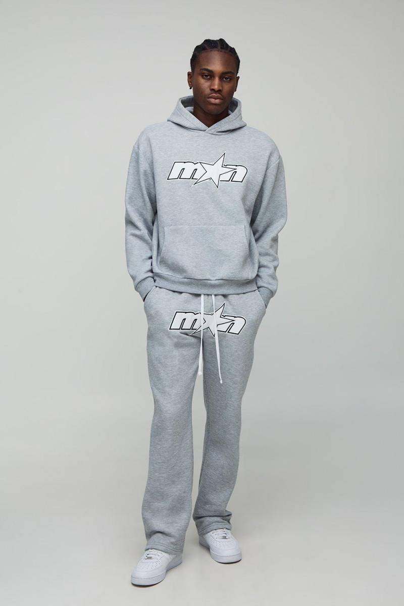 Kastiger Oversize Man Hoodie und lockere Jogginghose - Grau - M, Grau von boohooman