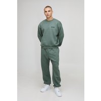 Oversized Boxy Man Sweatshirt Drop Crotch Tracksuit - Grün - XL, Grün von boohooman