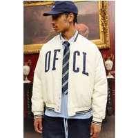 Kastige Oversize Nylon-Jacke mit Official-Stickerei - Ecru - M, Ecru von boohooman