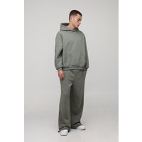 Oversized Boxy Ofclman Embossed Wide Leg Tie Cuff Tracksuit - Grau - L, Grau von boohooman