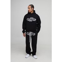 Kastiger Oversize Official Man Hoodie & lockerer Jogginghose - Schwarz - M, Schwarz von boohooman