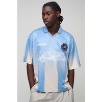 Kastiges gestreiftes Oversize Sport-Poloshirt - Blau - XS, Blau Kastiges gestreiftes Oversize Sport-Poloshirt - Blau - XS, Blau von boohooman