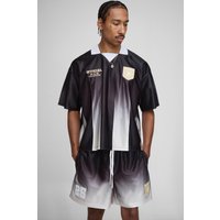 Kastiges gestreiftes Oversize Sport Poloshirt und Shorts - Schwarz - S, Schwarz von boohooman