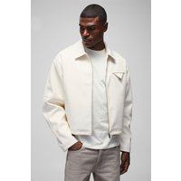 Kastige Oversize PU Harrington-Jacke - Ecru - XL, Ecru Kastige Oversize PU Harrington-Jacke - Ecru - XL, Ecru von boohooman