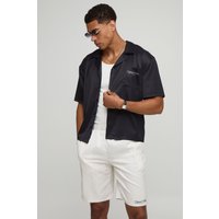 Kastiges Oversize Hemd und Shorts mit Portofino Print - Schwarz - XS, Schwarz Kastiges Oversize Hemd und Shorts mit Portofino Print - Schwarz - XS, Schwarz von boohooman
