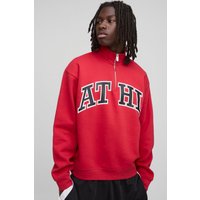 Kastiges Oversize Sweatshirt mit Reißverschluss und Trichterkragen - Rot - XS, Rot von boohooman