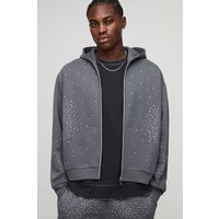 Kastiger Oversize Hoodie mit Reißverschluss - Grau - XS, Grau Kastiger Oversize Hoodie mit Reißverschluss - Grau - XS, Grau von boohooman