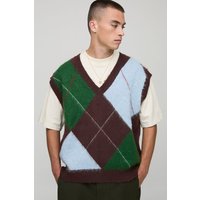 Kastiger Oversize vesttop mit V-Ausschnitt - Braun - S, Braun von boohooman