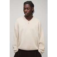 Kastiger Oversize Pullover mit V-Ausschnitt - Grau - L, Grau von boohooman