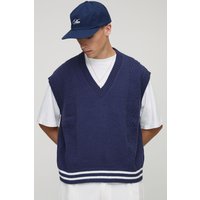 Kastiger Oversize Pullunder mit V-Ausschnitt - Blau - XS, Blau von boohooman